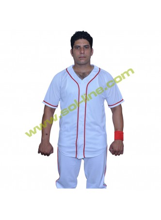 Light Weight Mesh Six Button Down Red Stripe Half Sleeve Jerseys